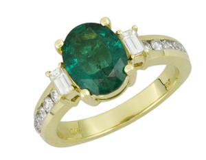 Emerald And Yellow Diamond Ring in 18K White Gold - Reflections