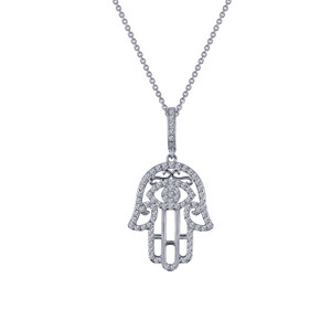 Lafonn Hamsa Pendant Necklace bonded in Platinum