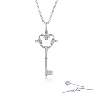 Lafonn Key to My Heart Necklace bonded in Platinum