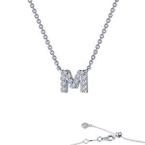 Lafonn Letter M Pendant Necklace bonded in Platinum