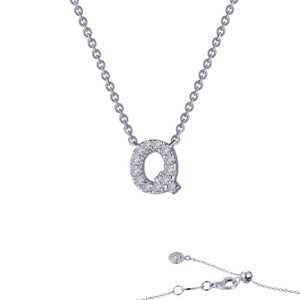 Lafonn Letter Q Pendant Necklace bonded in Platinum