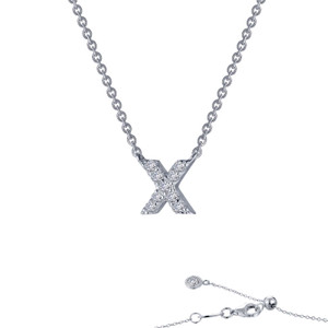 Lafonn Letter X Pendant Necklace bonded in Platinum