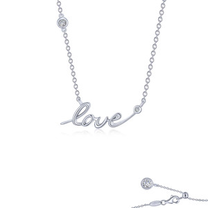 Lafonn Love Word Necklace bonded in Platinum