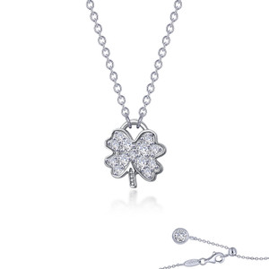 Lafonn Mini Clover Necklace bonded in Platinum