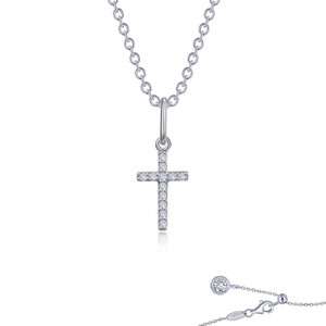 Lafonn Mini Cross Necklace bonded in Platinum