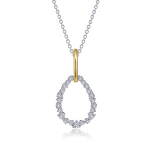 Lafonn Open Pear-shaped Pendant Necklace bonded in Platinum