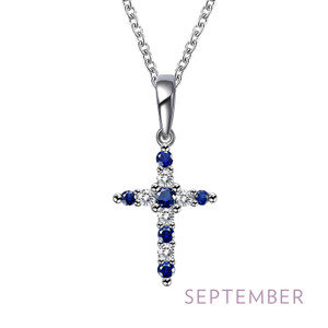 Lafonn September Birthstone Necklace bonded in Platinum