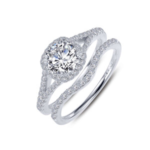 Lafonn Halo Wedding Set bonded in Platinum