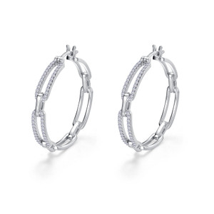 Lafonn Paperclip Hoop Earr ings in Sterl ing Silver Bonded with Plat inum
