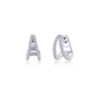 Lafonn Split Huggie Earr ings in Sterl ing Silver Bonded with Plat inum