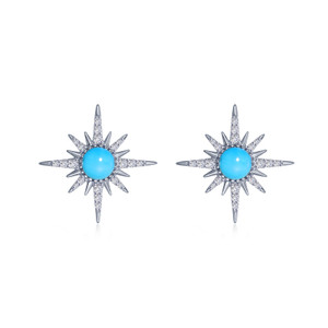 Lafonn Sunburst Earr ings in Sterl ing Silver Bonded with Plat inum