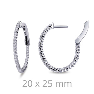 Lafonn 1.05 CTW Oval Hoop Earr ings in Sterl ing Silver Bonded with Plat inum