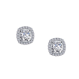 Lafonn 1.52 CTW Halo Stud Earr ings in Sterl ing Silver Bonded with Plat inum
