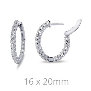 Lafonn 1.8 CTW Oval Hoop Earr ings in Sterl ing Silver Bonded with Plat inum