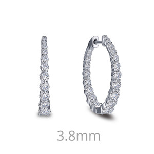 Lafonn 2.62 CTW Hoop Earr ings in Sterl ing Silver Bonded with Plat inum