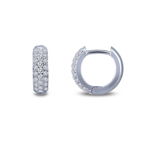 Lafonn 3-Row Huggie Hoop Earr ings in Sterl ing Silver Bonded with Plat inum