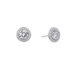 Lafonn 3.08 CTW Halo Stud Earr ings in Sterl ing Silver Bonded with Plat inum