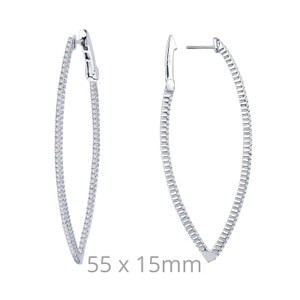 Lafonn Marquise Hoop Earr ings in Sterl ing Silver Bonded with Plat inum