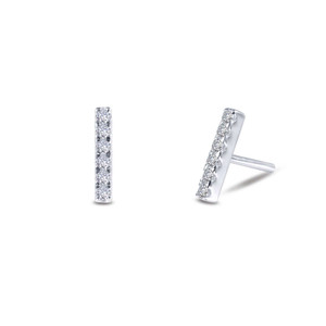 Lafonn M ini Vertical Bar Stud Earr ings in Sterl ing Silver Bonded with Plat inum