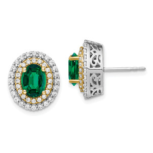 Oval Gemstone & Diamond Earrings