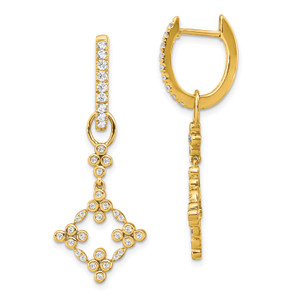 True Origin 14K 5/8 carat Lab Grown Diamond VS/SI D E F Hingled Hoop Dangle Floral Earrings