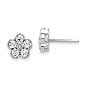 True Origin 14K White Gold 1 carat Lab Grown Diamond VS/SI D E F Floral Post Earring