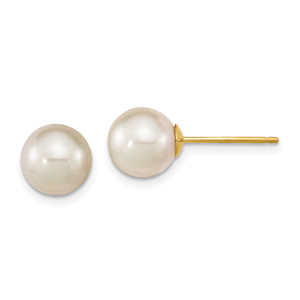 14K 8-9mm Round White Saltwater South Sea Pearl Earrings