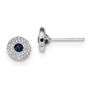 14k White Gold Diamond and Blue Sapphire Post Earrings