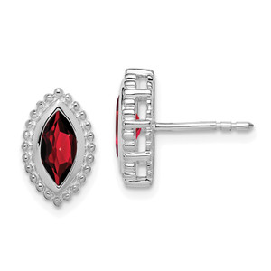 14k White Gold Marquise Garnet Post Earrings