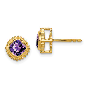 14k Cushion Amethyst Earrings