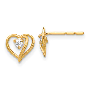 14k AA Diamond Heart Earrings