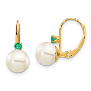 14k 7-8mm Semi-round FW Cultured Pearl 18 in. Necklace and Post Earring Set