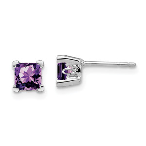 14k White Gold Square Gemstone Earrings