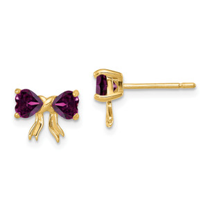 14k Gold Polished Rhodolite Bow Post Earrings