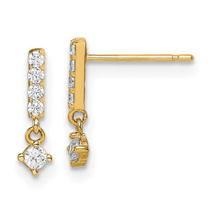 14k Madi K Bar with Dangle Cubic Zirconia Post Earrings