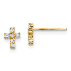 14K Madi K Polished Cubic Zirconia Cross Post Earrings