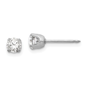 Inverness 14k White Gold 4.25mm Cubic Zirconia Post Earrings