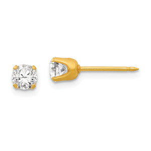 Inverness 14k 4.25mm Cubic Zirconia Post Earrings