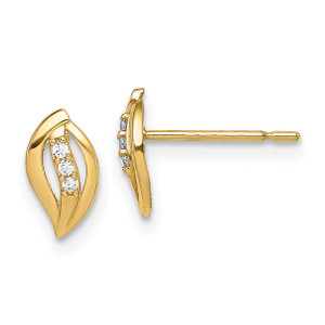 14k Madi K Leaf Cubic Zirconia Stud Earrings