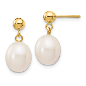 Rice Freshwater Cultured Pearl Dangle Post Earrings