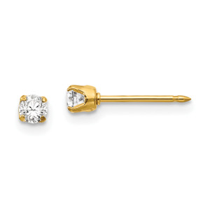 Inverness 14k 3mm Cubic Zirconia Long Post Earrings