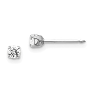 Inverness 14k White Gold 3mm Cubic Zirconia Post Earrings
