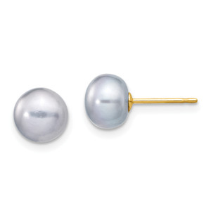 14k 7-8mm Pink Button FW Cultured Pearl Stud Post Earrings