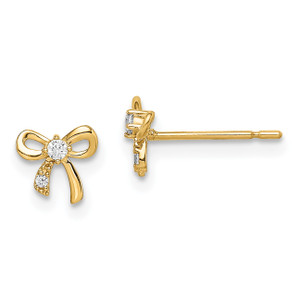 14k Madi K CZ Bow Post Earrings