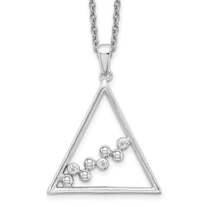 White Ice Sterling Silver Rhodium-plated 18 Inch Diamond Open Triangle Necklace with 2 Inch Extender