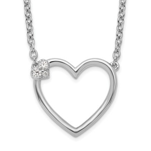 White Ice Sterling Silver Rhodium-plated 18 Inch Diamond Open Heart Necklace