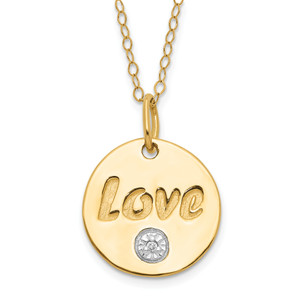 14ky Rhod-plated Diamond Love Circle Necklace
