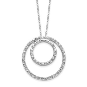 14k White Gold Diamond Fascination Double Circle Necklace