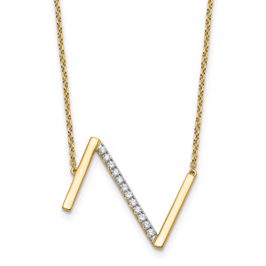 14K Sideways Diamond Initial Z Necklace