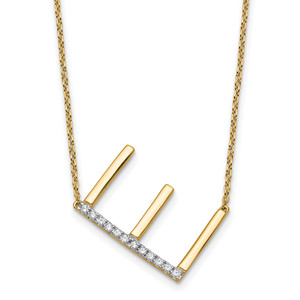 14K Sideways Diamond Initial E Necklace